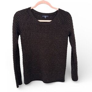 Gap Wool Blend Sweater - Black Gold Metallic Pullover - SPARKLY XS
